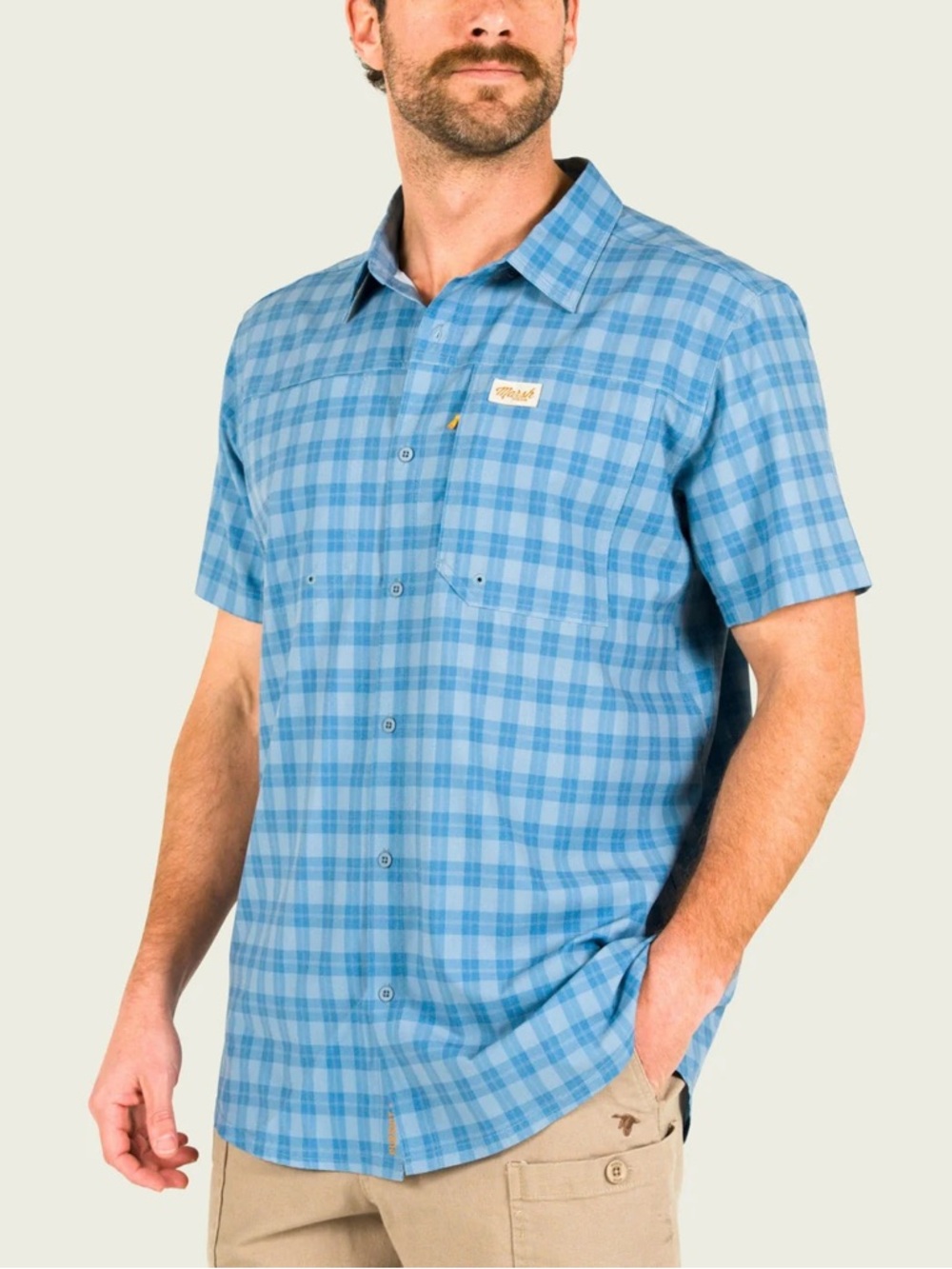 MARSH WEAR Blue Heaven Lenwood Tech Shortsleeve Button Down Shirt